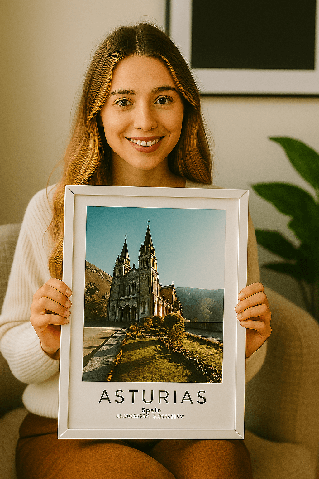 Minimalist framed poster featuring the historic Asturias Cathedral in Spain — cover image for the Minimalist Posters collection.