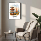 Back view or detail shot of the framed print, showing the handcrafted Ayous wood frame and a small label mentioning eco-conscious craftsmanship and sustainability.