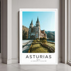 Sophisticated Asturias Spain framed wall art displayed in a modern office space, elegant poster décor.