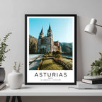 Asturias Spain travel poster framed with premium wood, museum-quality matte paper print for home décor.