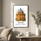 Framed Radcliffe Camera print displayed as part of a curated European gallery wall. Shows seamless integration into luxury decor collections.