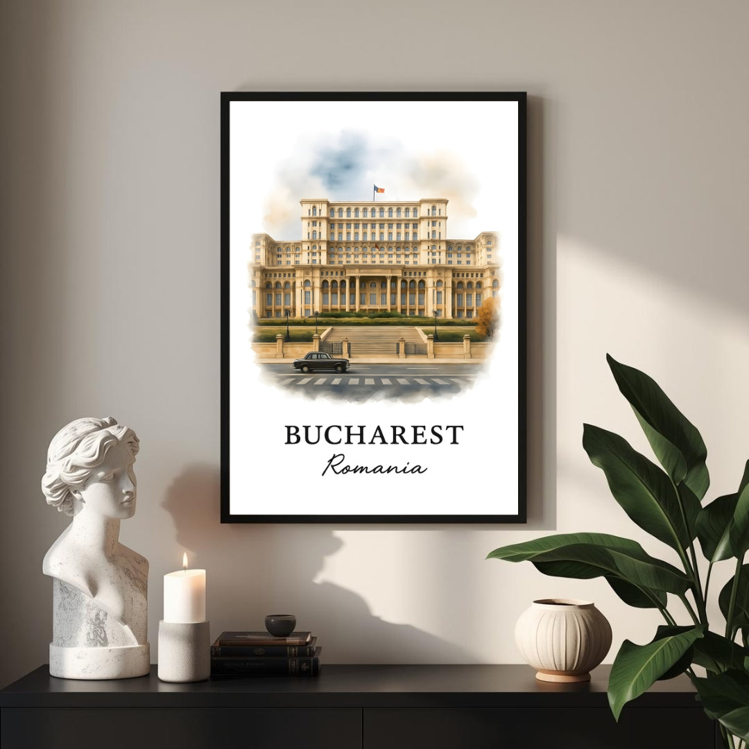 Extreme close-up of the Bucharest print, highlighting the sharp lines and the superior quality of the museum-quality enhanced matte paper.