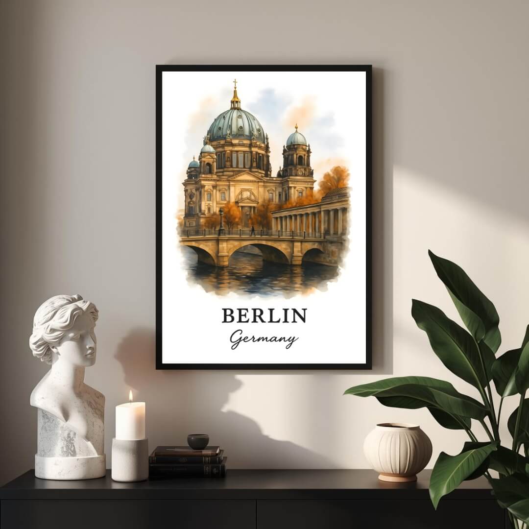 Extreme close-up of the Berlin print, highlighting the rich architectural detail and the superior quality of the museum-quality enhanced matte paper.