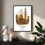 Extreme close-up of the Cairo print, highlighting the rich detail of the minaret and the superior quality of the museum-quality enhanced matte paper.