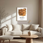 Extreme close-up of the Petra print, highlighting the carved stone detail and the superior quality of the museum-quality enhanced matte paper.