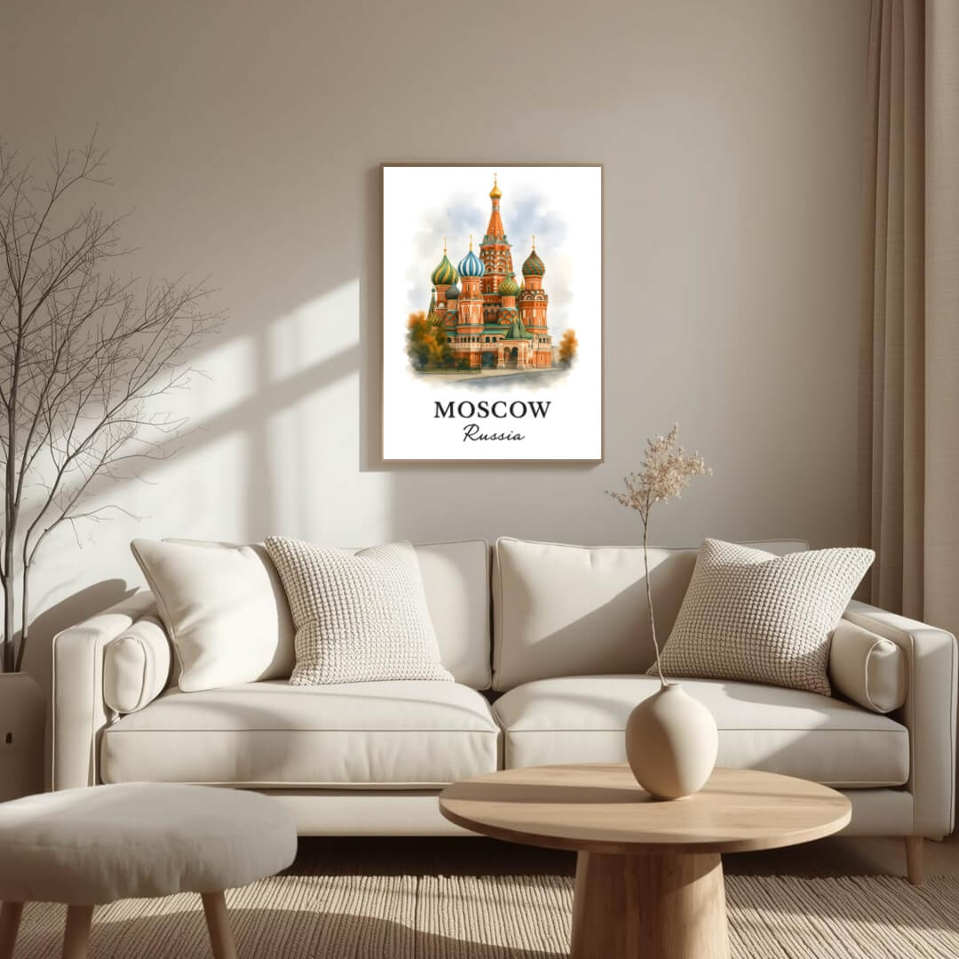 Extreme close-up of the Moscow print, highlighting the rich detail of the domes and the superior quality of the museum-quality enhanced matte paper.