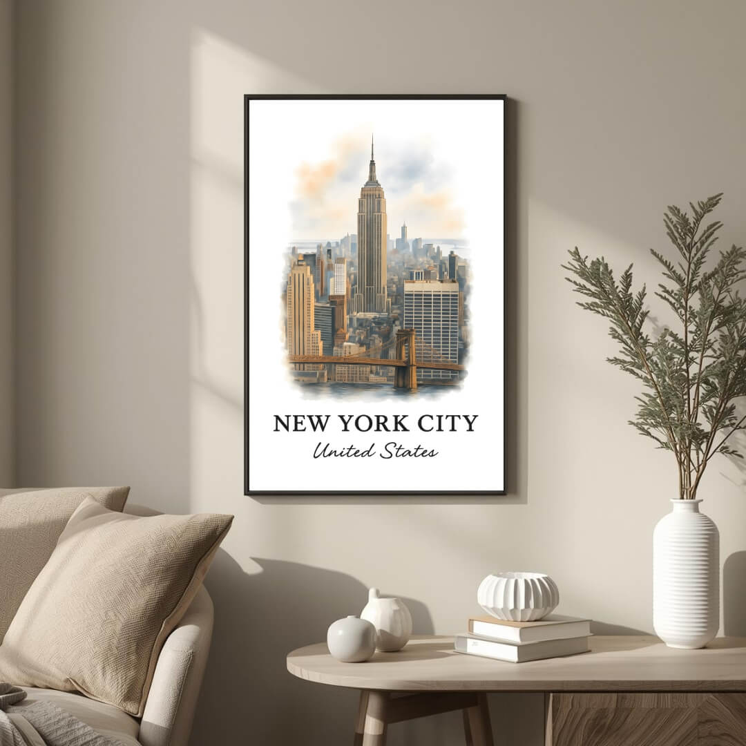 Extreme close-up of the NYC print, highlighting the vertical lines and the superior quality of the museum-quality enhanced matte paper.