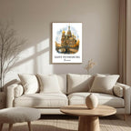 Extreme close-up of the St. Petersburg print, highlighting the rich, jewel-toned colors and the superior quality of the museum-quality enhanced matte paper.