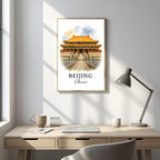 Framed Imperial Palace art placed in an entrance hall or foyer. Creates a welcoming, cultured, and grand first impression.