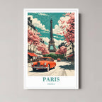 A framed art print of the Paris illustration with a minimalist white frame, ideal for a clean, romantic, or European-themed room.