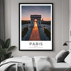 A curated art gallery wall that includes a framed Paris poster, showcasing a creative and personalized collection of prints.