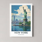 A framed art print of the NYC illustration with a minimalist white frame, ideal for a clean, cosmopolitan-themed room.