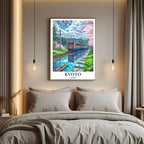 A close-up shot of the premium framed Kyoto poster, highlighting the fine print quality and the durable construction of the frame.
