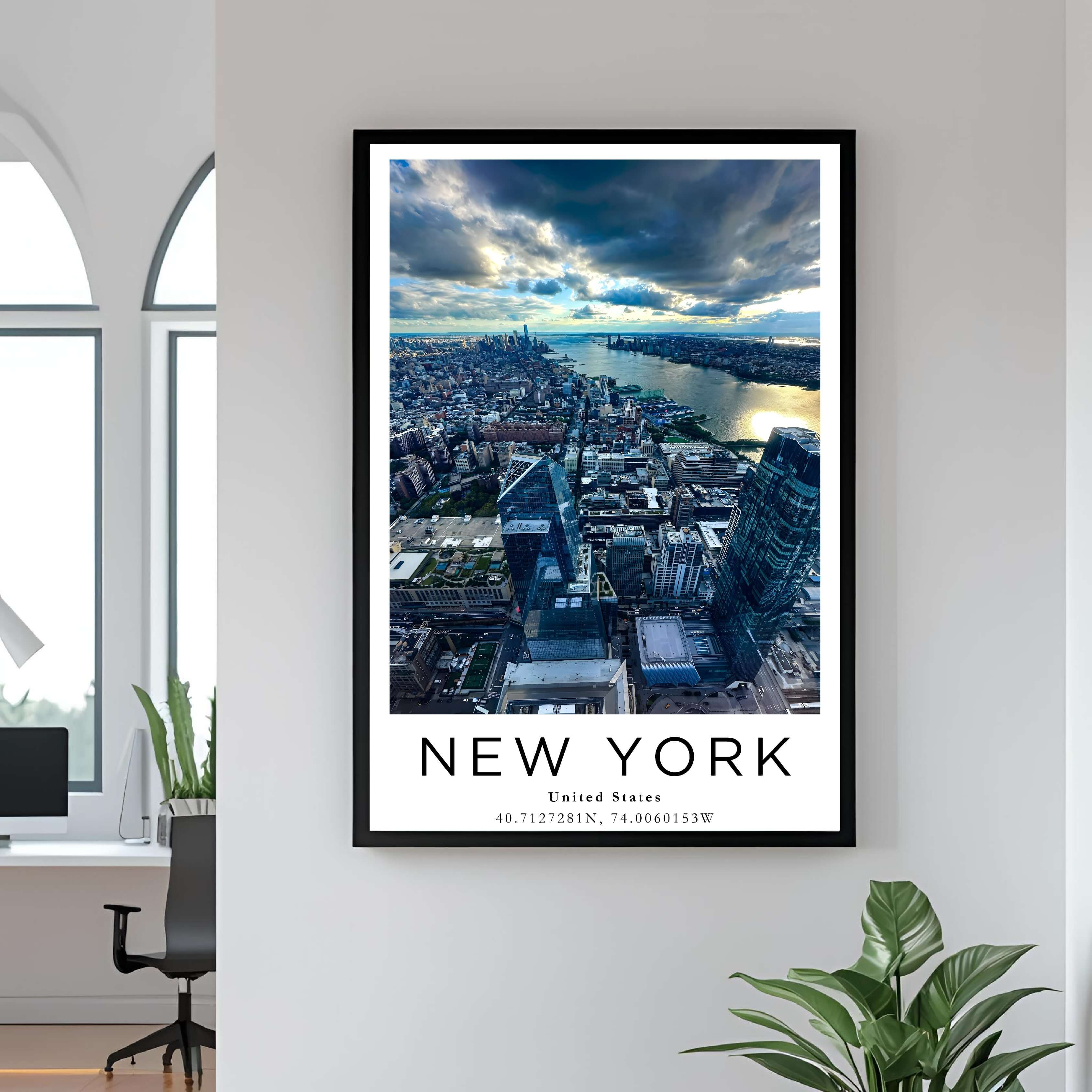 A close-up shot of the premium framed New York poster, highlighting the fine print quality and the durable construction of the frame.