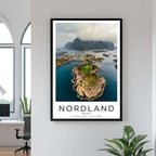 A close-up shot of the premium framed Norway poster, highlighting the fine print quality and the durable construction of the frame.