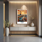 A close-up shot of the premium framed Paris poster, highlighting the fine print quality and the durable construction of the frame.