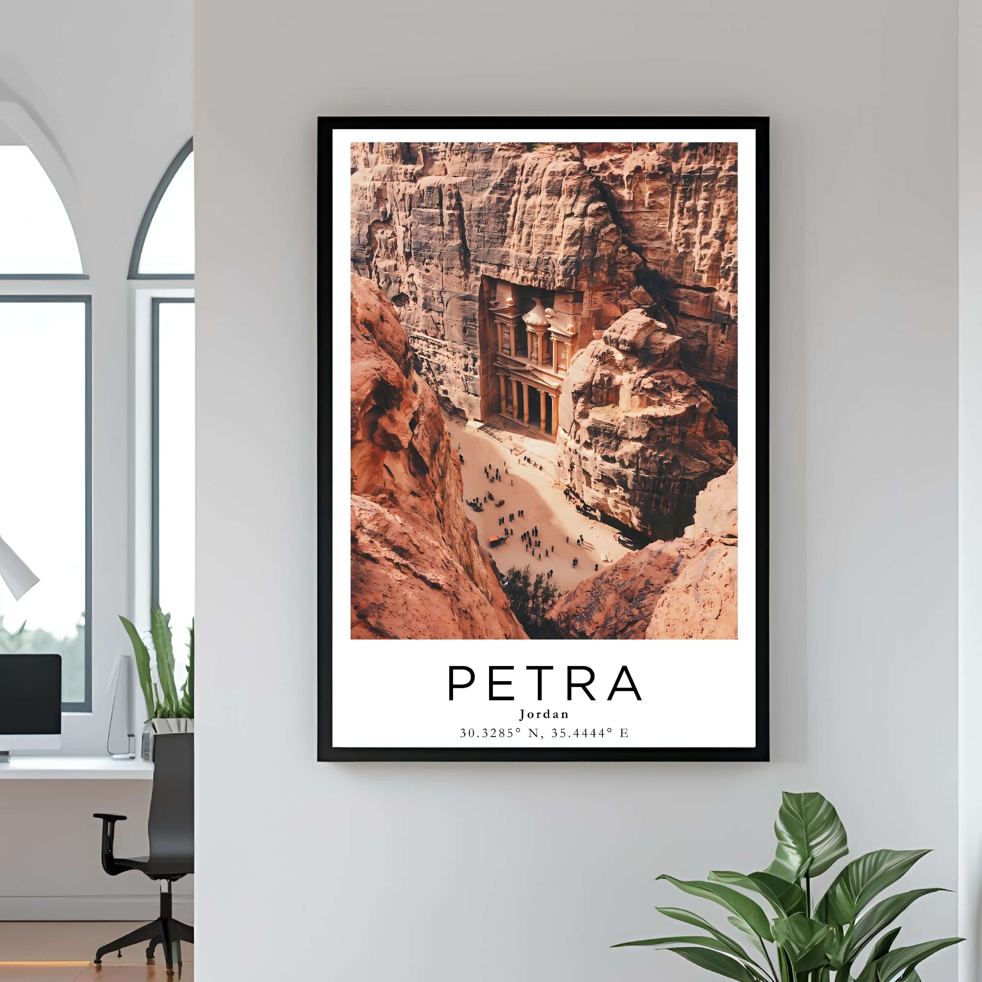 A close-up shot of the premium framed Petra poster, highlighting the fine print quality and the durable construction of the frame.