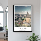 A close-up shot of the premium framed Tbilisi poster, highlighting the fine print quality and the durable construction of the frame.