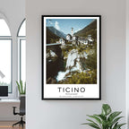 A close-up shot of the premium framed Ticino poster, highlighting the fine print quality and the durable construction of the frame.