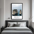 A close-up shot of the premium framed Beirut poster, highlighting the fine print quality and the durable construction of the frame.