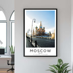 A close-up shot of the premium framed Moscow poster, highlighting the fine print quality and the durable construction of the frame.