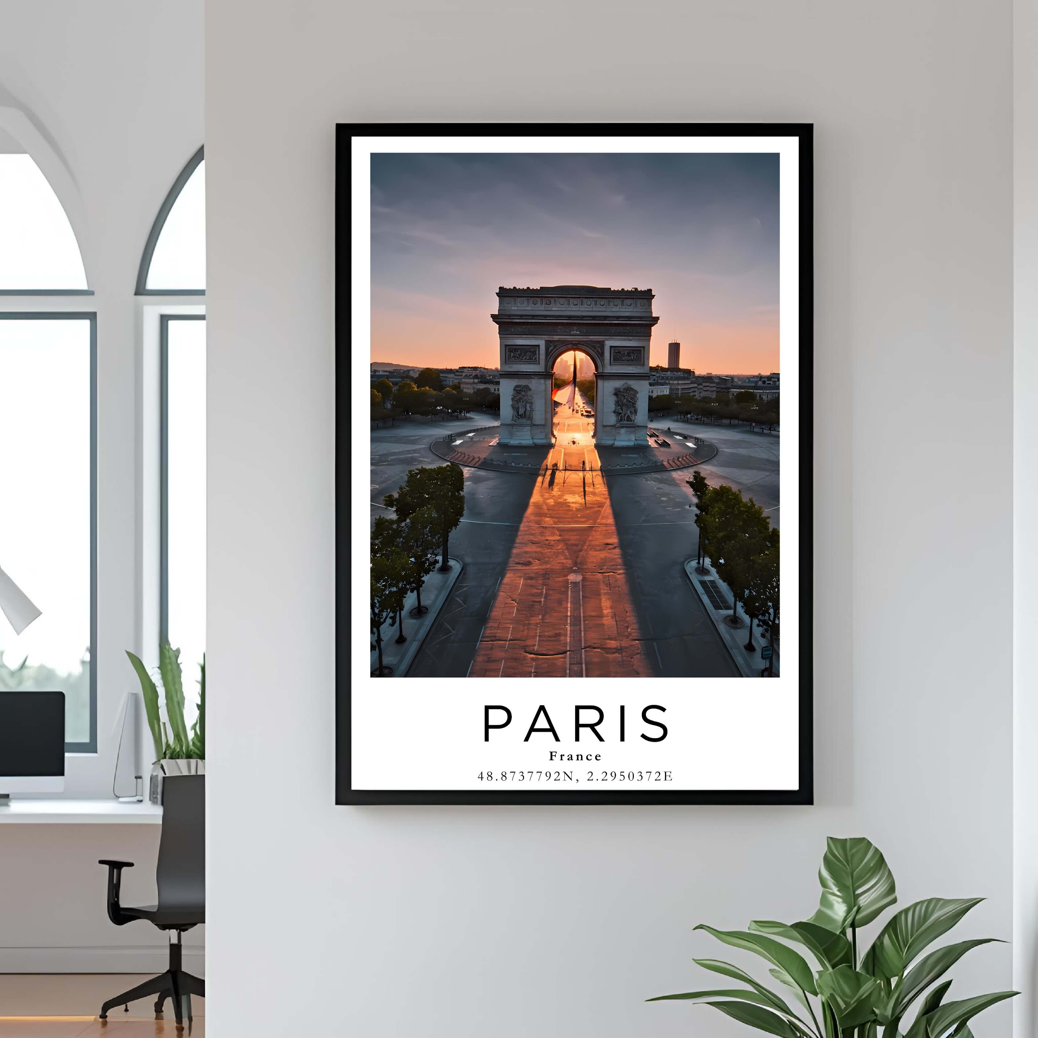 A close-up shot of the premium framed Paris poster, highlighting the fine print quality and the durable construction of the frame.