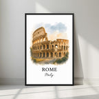 Framed art print of the iconic Colosseum (Colosseo) in Rome in a sleek black Ayous wood frame. Ideal for luxury Italian or historical decor.