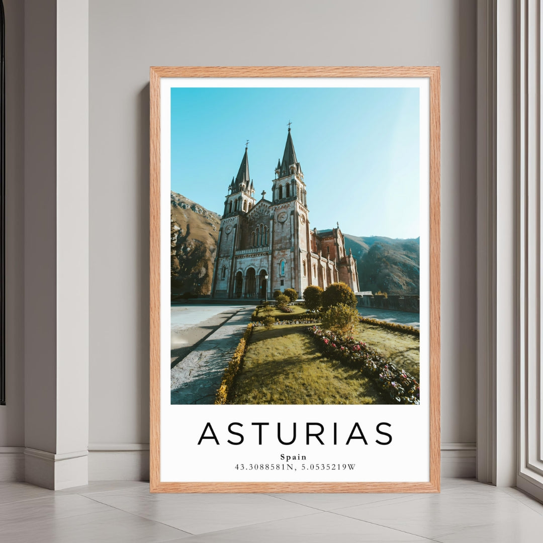 High-quality Asturias Spain framed wall art print, travel poster for home or office decoration