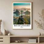 A framed, high-definition print of the Christ the Redeemer statue, one of the New 7 Wonders of the World, serving as a statement piece of decor.