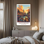 A framed poster shown in a bright, versatile interior space to demonstrate its adaptability to various decor styles.