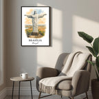 Angled shot of the framed Rio print promoted as an ideal luxury travel gift for Brazil and iconic landmark enthusiasts.