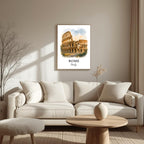 Angled shot of the framed Rome print promoting it as an ideal luxury cultural gift for Italian travel and history lovers.