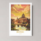 A framed art print of the Rome illustration with a minimalist white frame, ideal for a clean, classical, or European-themed room.